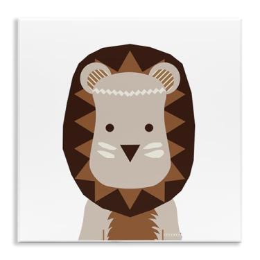 Imagem de Stupell Industries Design artístico de placa de parede de leão em tom neutro por Daniela Santiago, 30,5 x 30,5 cm