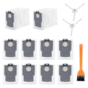 Imagem de Pacote com 10 sacos de pó Q5 3L para Roborock Q5 Max+/S8+/S8 Pro Ultra / S7 MaxV Ultra / S7 Max Ultra / Q7+ / Q7 Max+ / Q8 Max+ / Q5 Pro +/Q5+ Aspiradores robóticos e 2 escovas laterais
