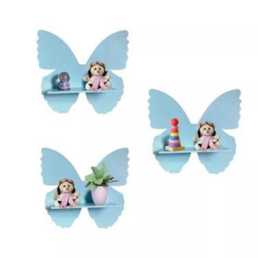 Imagem de Trio Nicho De Prateleira Borboleta MDF Decoração Quarto - 30 - LuckBab