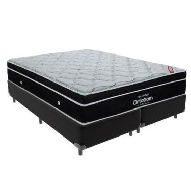 Imagem de Cama Box King Preto + Colchão Elegant Molas Ensacadas Ortobom
