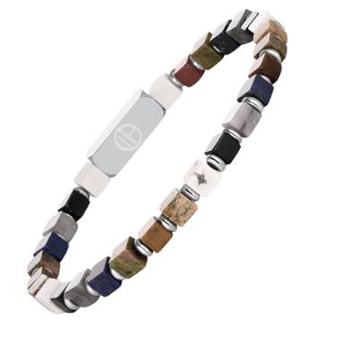 Imagem de WP WEPICK Pulseiras elásticas para homens e mulheres, pulseiras quadradas com contas de pedra natural de 5 mm para mulheres com punho de elos presentes, 5mm, Pedra, Sem Pedra Preciosa