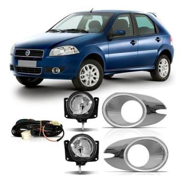 Imagem de Kit farol milha auxiliar palio siena elx 2008 a 2011 c/moldura cromada