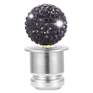 Imagem de Plugue de isqueiro de carro Bling Diamond, strass de cristal à prova de poeira, acessórios de soquete de isqueiro para interior automotivo, universal para a maioria dos carros (preto)