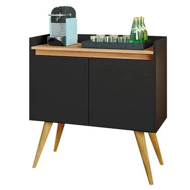 Imagem de Buffet Gold 2 Portas com Pés Palito Primus Cor - Preto Mel