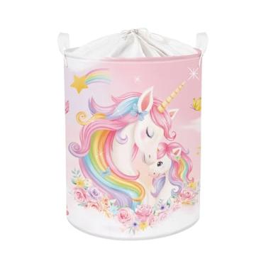 Imagem de HUUMONSS Cesto de roupa suja para bebês unicórnio dobrável cesta de armazenamento infantil grande caixa de presente para meninas caixa de brinquedo para quarto de bebê, flores, 63L