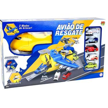 Imagem de Avião Militar Resgate Policia  35cm Porta Com Carrinhos Brinquedo