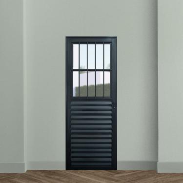 Imagem de Porta de Aluminio Postigo Social 210x70cm Linha Plus Lux-esquadrias Preto