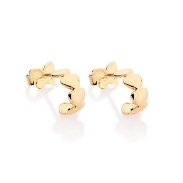 Imagem de Brinco Rommanel Banhado Ouro Argola Mini Corações 527482