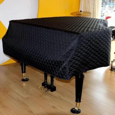 Imagem de 5JJJLOOOPP Capa de piano de cauda, capa de piano à prova de poeira e à prova d'água, capa decorativa lavável (A, 180 cm + capa dupla) (A 160 cm)