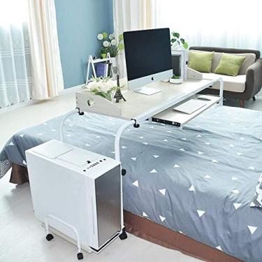 Imagem de Mesa de cama, mesa móvel para cama de 119 cm, mesa de enfermagem, mesa de computador para comer na cama com comprimento e altura ajustáveis
