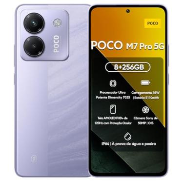 Imagem de Xiaomi Smartphone POCO M7 Pro 5G 256GB | 8GB/12GB RAM | Processador Ultra Potente Dimensity 7025 | Tela AMOLED FHD+ 120Hz com Proteção Ocular | Bateria 5110mAh com 45W Turbo Charge (Roxo, 8+256GB)