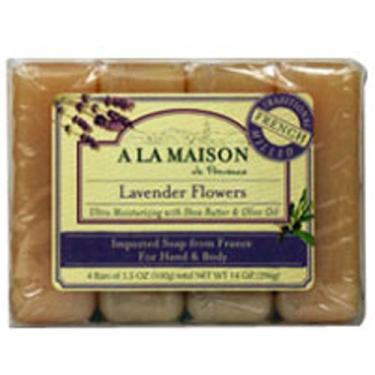 Imagem de Pacote econômico de sabonete em barra com flores de lavanda 4 ct da A La Maison (pacote com 2)