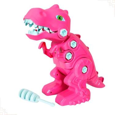 Imagem de Dinossauro de Montar e Desmontar, Rosa, 30 cm, Brinquedo Educativo com Chave de Fenda