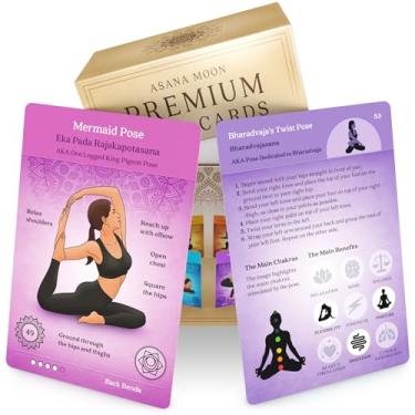 Imagem de Cartões de Yoga Premium da Asana Moon – Deck com mais de 120 poses de ioga – Deck de sequenciamento de ioga com dicas de ioga e nomes em sânscrito para iniciantes e professores – Presente exclusivo de ioga para mulheres ou qualquer amante de ioga