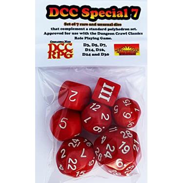 Imagem de APOWUS - Set of 7 Rare and Unusual RPG Dice - Vermelho - Hexaedro - Approved for use with Dungeon Crawl Classics