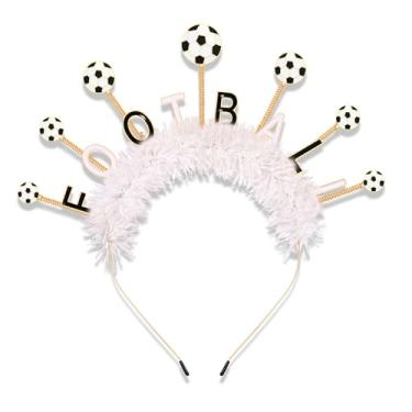 Imagem de PHALIN Faixa de cabeça de futebol para mulheres, acessórios decorativos de cabeça de futebol americano, roupas de dia de jogo, presentes de mãe e lembrancinhas de festa (padrão A)