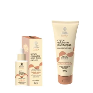 Imagem de Kit Clareador para Áreas Escuras Corpo Dourado Clinic+ | Esfoliante 100g + Sérum 30ml | Clareamento de Axilas, Virilhas, Joelhos e Cotovelos | Com Niacinamida, Ácido Lático e Extrato de Alcaçuz