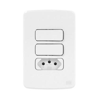 Imagem de 2 Teclas Simples+Tomada 10A+Placa e Suporte 4x2 Composé Weg
