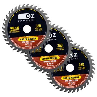Imagem de Disco Serra Circular Lamina 4.3/8 Pol 36 Dentes 03 Unidades - OZ