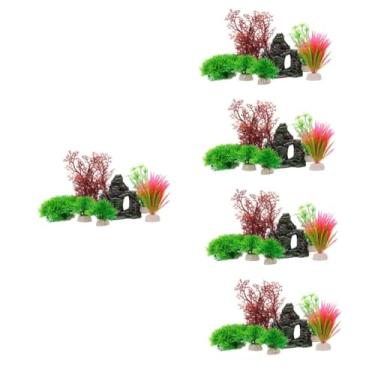 Imagem de AKALNNB 3 conjuntos de plantas aquáticas artificiais acessórios aquáticos vasos aquário suporte tigela aquecedor kit samambaia peixe falso tartaruga água-viva decoração rede alimentador de ar lagoa