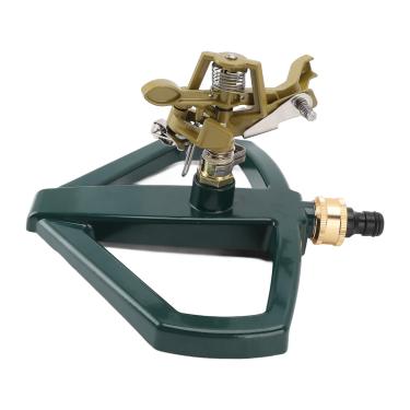 Imagem de Qanyegn Sprinkler rotativo, aspersor de gramado com base de metal, rotação de 360 ​​graus Cobertura de grande área ajustável (Amarelo)