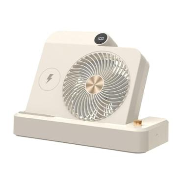 Imagem de Generic Fã de mesa de mesa pequeno Phone usb carregando suporte versátil portátil fã pessoal dobrável para o escritório de carros de, Bege