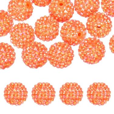 Imagem de PATIKIL Contas de strass de resina de 20 mm para caneta com contas, pacote com 20 bolas de discoteca brilhantes em pedaços redondos de chiclete para chaveiro com contas, joias para fazer artesanato