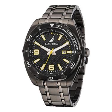 Imagem de Nautica Relógio masculino Tin Can Bay IP preto pulseira de aço inoxidável (modelo: NAPTCF204), Preto