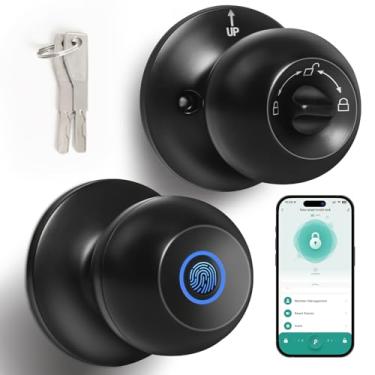 Imagem de Boiarc Fechadura de porta de impressão digital, maçaneta de porta inteligente com fechadura, fechadura biométrica com controle de aplicativo, fechadura de porta de entrada de impressão digital sem