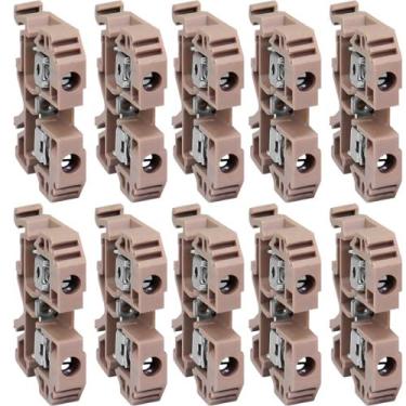 Imagem de Kit 50 Conector Borne Sak 2,5mm Bege para Trilho Din - Sibratec