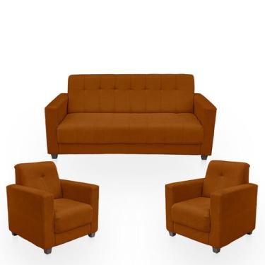 Imagem de Sofá + 2 Poltrona Para Sala de Estar Moderno Confortável Veneza Suede 