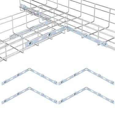 Imagem de Zonon 4 peças de bandeja de cabos de malha de arame barra de canto tipo L kit de barra de canto, ferragens de conexão de emenda galvanizada para rede, fibra ótica, cabeamento
