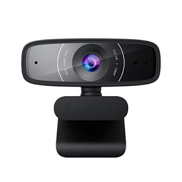 Imagem de ASUS Webcam C3 1080p HD Câmera USB – Microfone de Beamforming, inclinação ajustável, rotação de 360 graus, amplo campo de visão, compatível com Skype, Microsoft Teams e Zoom, Preto