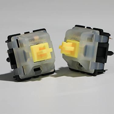 Imagem de Gateron Interruptores amarelos, interruptores de teclado, Gateron KS-3 com base preta superior leitosa para teclado de 5 pinos PCB 70 peças
