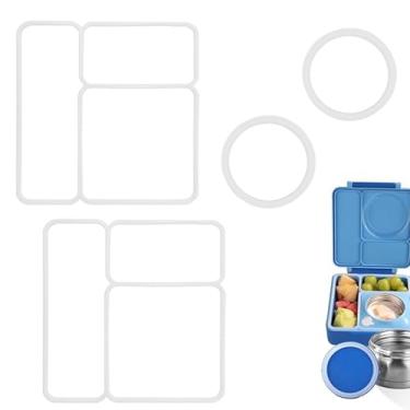 Imagem de Pacote com 4 juntas de vedação de tampa para OmieBox, substituição de vedação adequada para crianças Bento Box, feita de borracha de silicone segura para alimentos, acessórios essenciais para