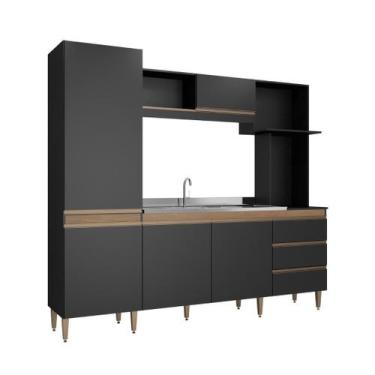 Imagem de Cozinha Compacta Vitória 5 Portas 3 Gavetas - Soluzione, Preto