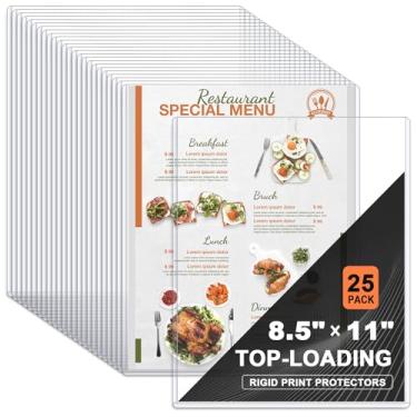 Imagem de Ndsox Pacote com 25 protetores de impressão rígidos de 21,6 cm x 28 cm. Protetores de plástico rígido transparente com carregamento superior para certidões de nascimento, documentos, pôsteres, fotos