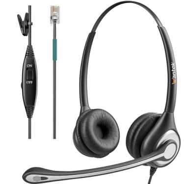 Imagem de Fone de ouvido RJ9 com microfone, cancelamento de ruído e controles de volume, fone de ouvido para telefone para escritório compatível com telefones fixos Polycom Plantronics Avaya ShoreTel Toshiba Digium Nortel, chamadas claras