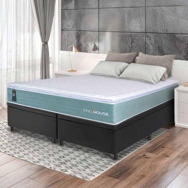 Imagem de Conjunto Box Baú Preto Lagos Verde Molas Ensacadas Queen 158x198x73 - King House