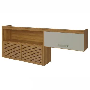 Imagem de Armário Aéreo Nesher Princesa 2 Portas 4 Prateleiras 200Cm Freijo Com Branco