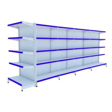 Imagem de Gondola Centro 170 Amapa Flex Kit 4 Metros 1 Ponta Branco PE Az - Amap
