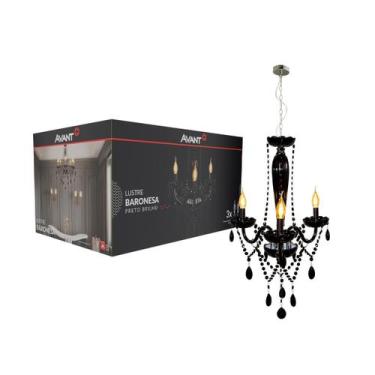 Imagem de Lustre Luminaria led Baronesa 3xE14 Preto Brilho Cod: 785040073 Avant