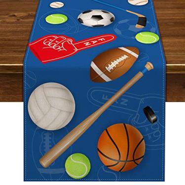 Imagem de Nepnuser Caminho De Mesa Com Tema Esportivo All Star Sport Ball Para Decoração Festa Aniversário Superstar Linen Home Kitchen Decor