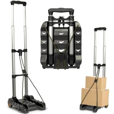 Imagem de Baxeo Carrinho De Bagagem Dobrável Pequeno, Mão Com 2 Rodas, Utilitário Alumínio Sólido E Leve, Compacto Portátil Para Movimentação Bagagem, Mochila, Transporte Viagem Uso Em Escritório