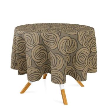 Imagem de Toalha de Mesa Redonda em Tecido Jacquard Preto e Dourado Argolas Trad