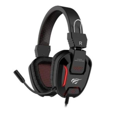Imagem de Headset HV-H2168D Iluminação LED Falante de 40 mm Controle de Volume, Havit, Preto/Vermelho