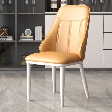 Imagem de Conjunto De 4 Cadeiras De Jantar De Luxo Leve, Mesa De Cozinha Estofada De Alta Resiliência E Cadeiras Com Encosto E Pernas De Metal, Sala De Jantar, Quarto Ou Poltr, White Legs- Orange, 1 pieces