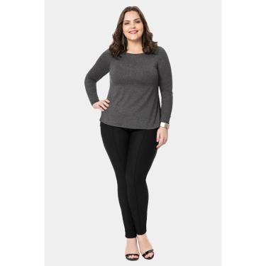 Imagem de Blusa Lunender Malha Plus Size Cinza Tam. G-Feminino