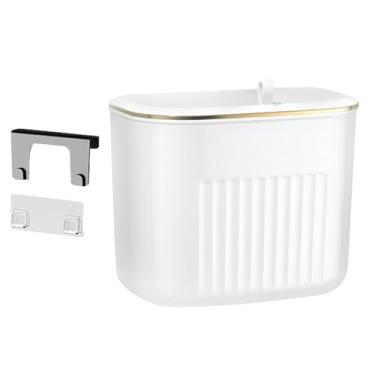 Imagem de Yajuyi Lixeira suspensa com tampa, suporte de parede, lixeira de cozinha, composteira para, armário, quarto, escritório, casa, White S