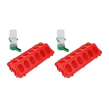 Imagem de Yctze YCTZE 2set Flip Automático Top Frango Alimentador de água e Dispensador de Alimentos Com Tampa de Prova Respingante - Wide Outlet Trough para Alimentação de Aves (M Água 90ml)